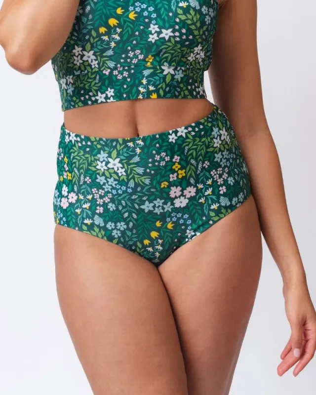 Cottage Floral/ Basil Reversible Ultra High-Waist Bottom sold by Lime Ricki