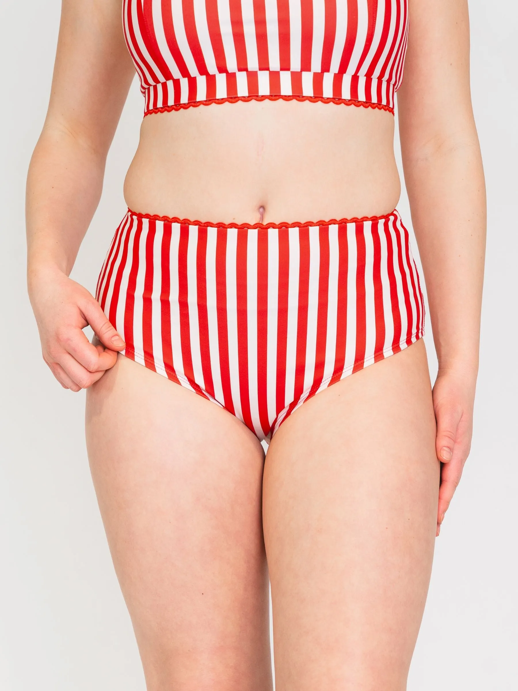 Vertical Red Stripe High-Waist Bottom sold by Lime Ricki