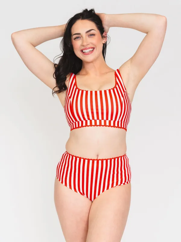 Red Stripe Scoop Bralette made by Lime Ricki