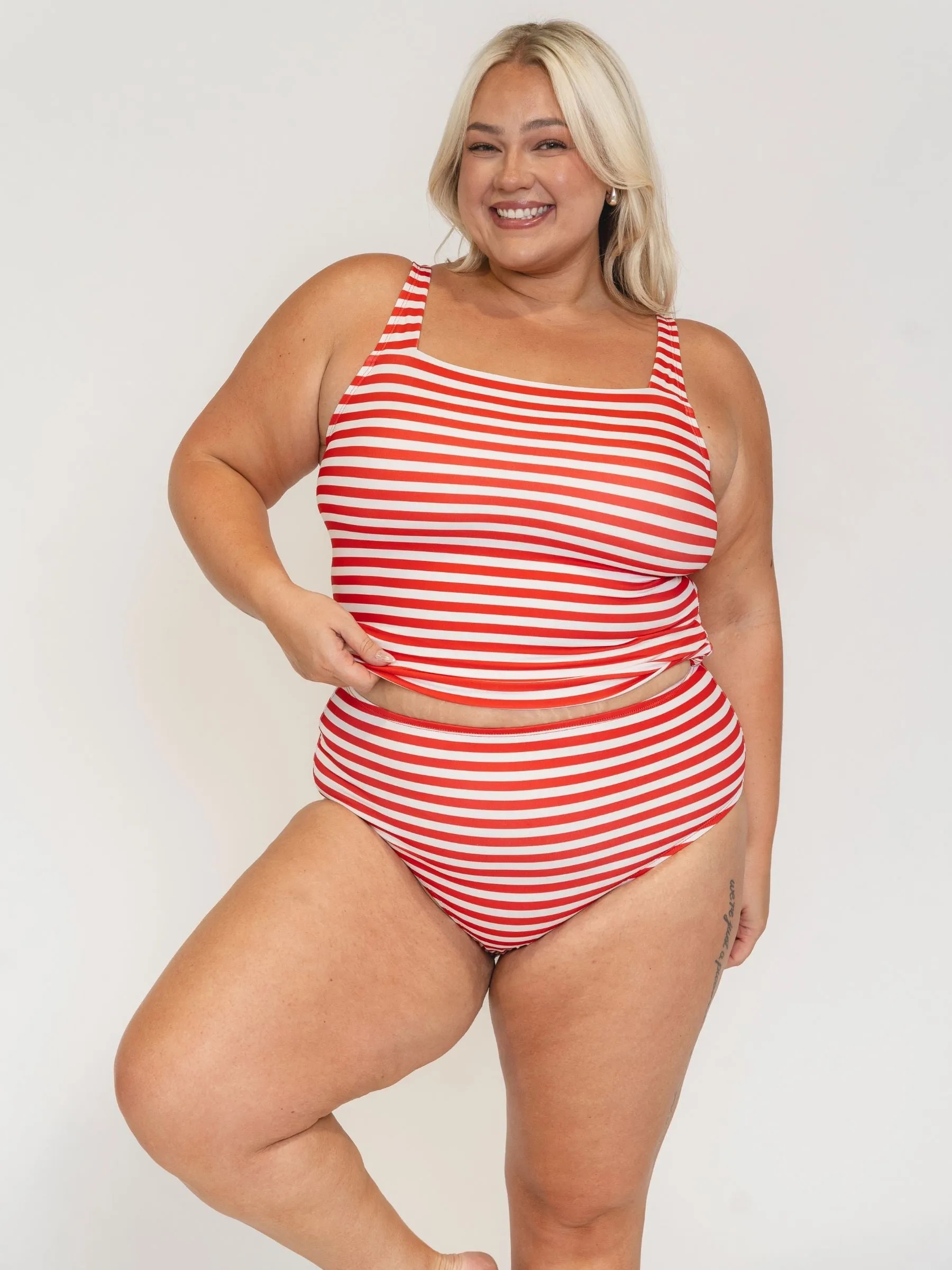 Horizontal Red Stripe High-Waist Bottom sold by Lime Ricki product image thumbnail 5