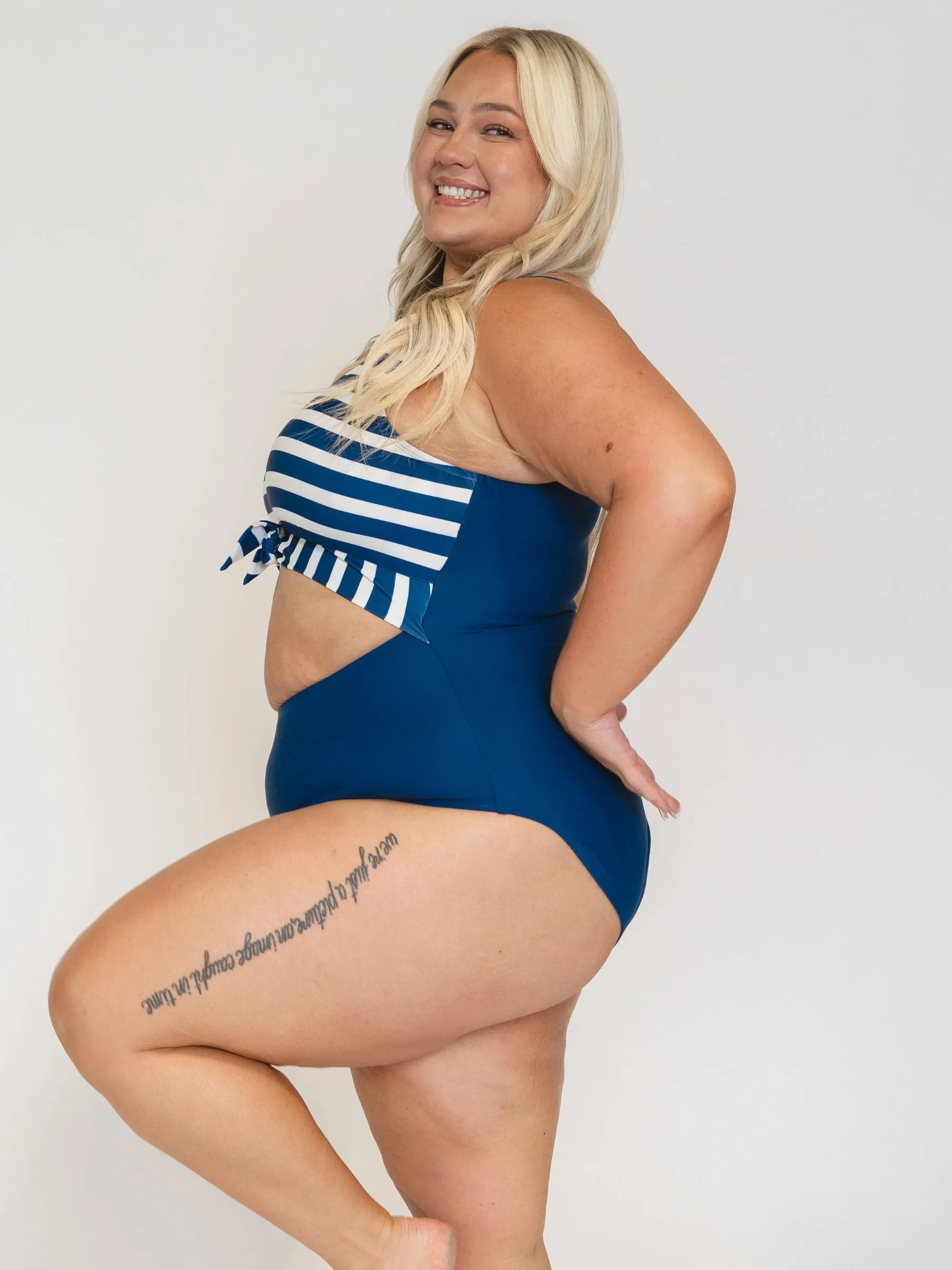 Navy Stripe Knotted One-Piece sold by Lime Ricki product image thumbnail 5