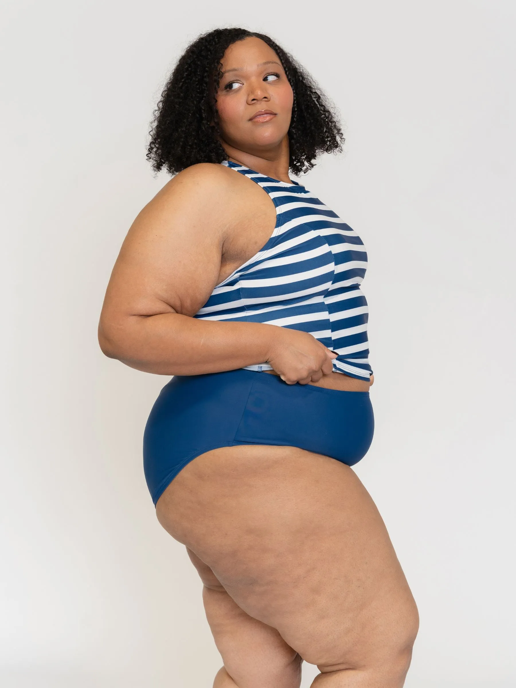 Navy Stripe Racer-Back Tankini Top sold by Lime Ricki product image thumbnail 5
