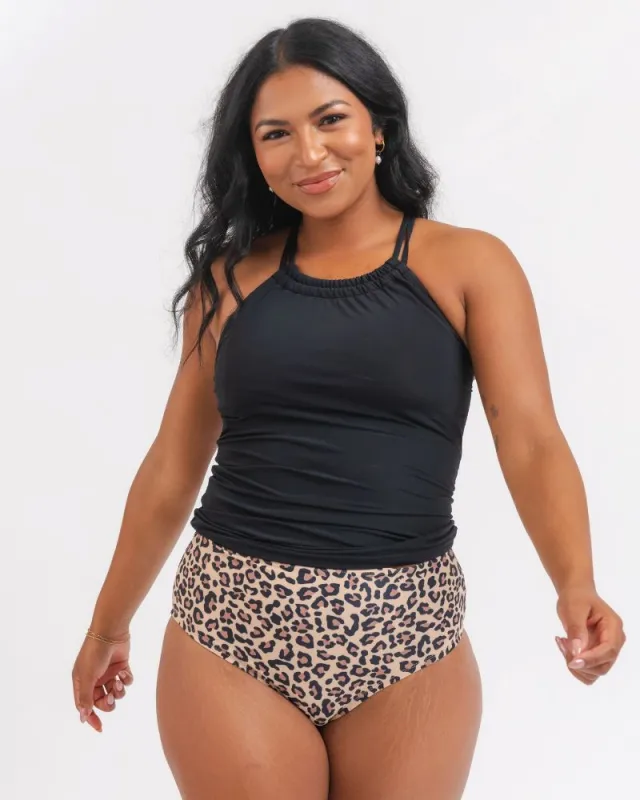 SAMPLE Black Double-Cinch Tankini Top made by Lime Ricki