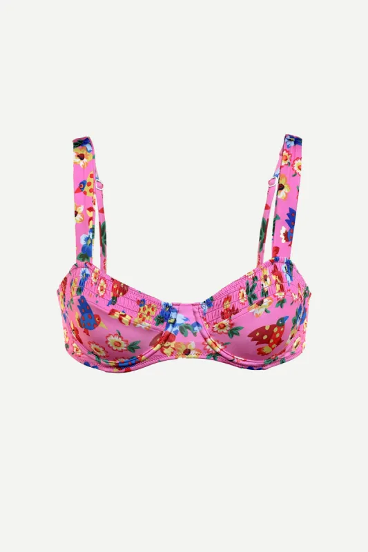 Rae Balconette top Pink Plumeria sold by Tea You