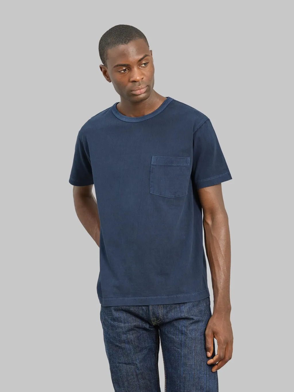 Whitesville Pigment Dye Pocket T-Shirt Navy sold by Whitesville