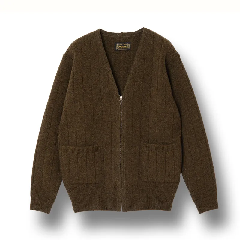 Ribbed Knit Cardigan【OR-9107】 made by Orgueil