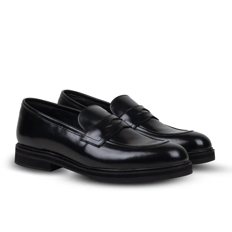 Noir Penny Loafers made by Nappa Milano