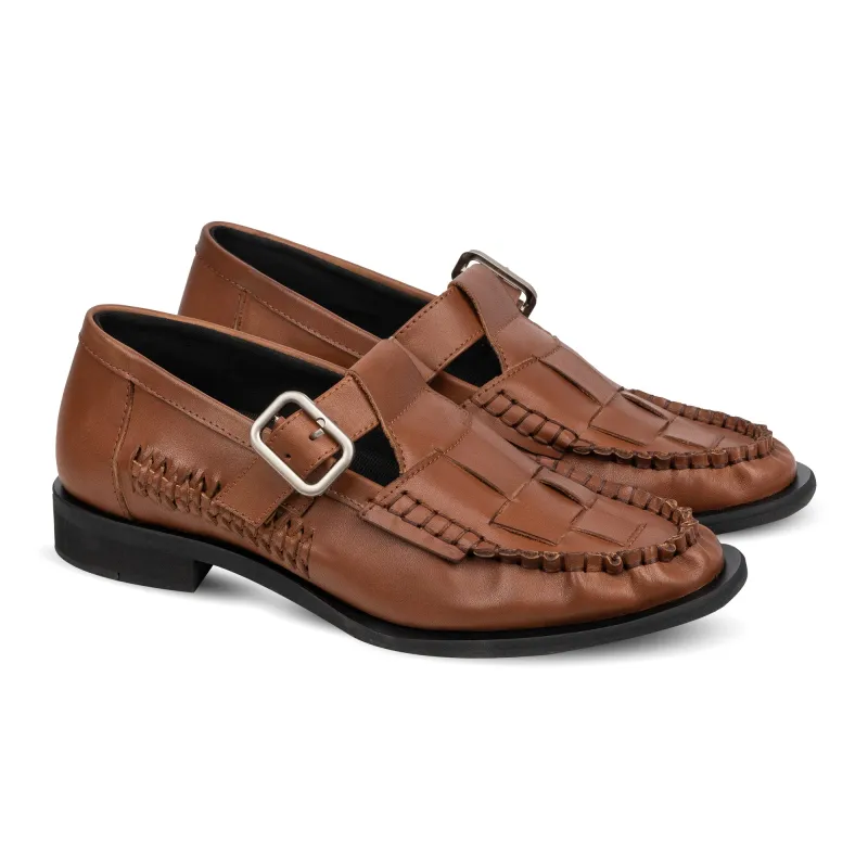 Leon T-Strap Brown made by Nappa Milano