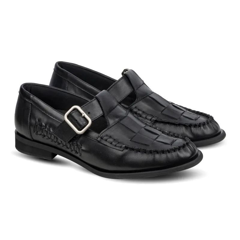 Leon T-Strap Black made by Nappa Milano