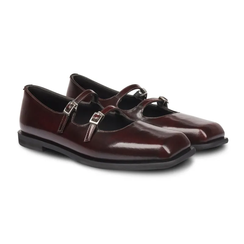 Piatta Double Strap Maroon made by Nappa Milano
