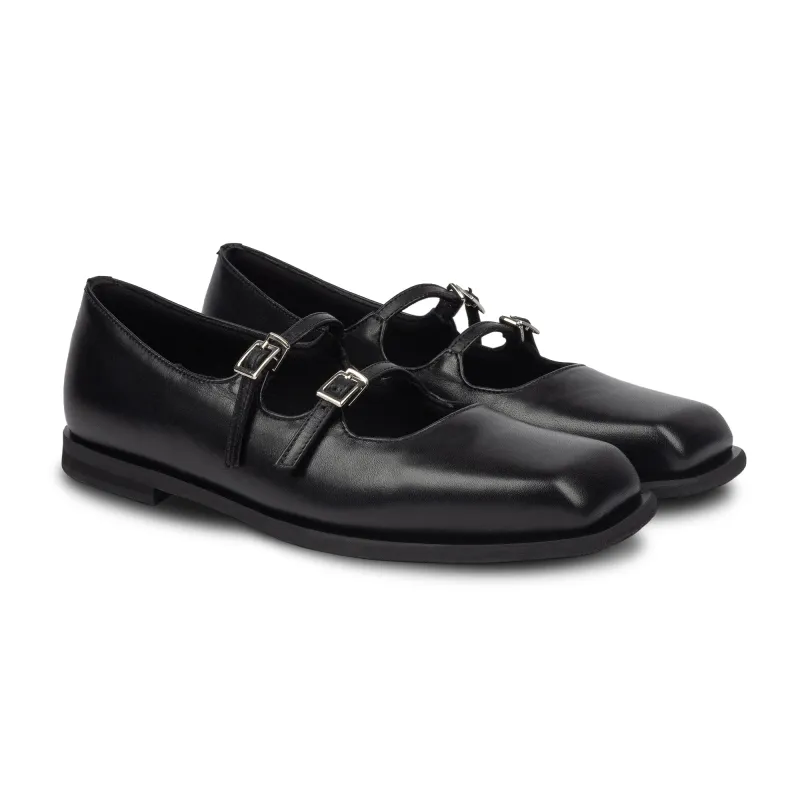 Piatta Double Strap Black made by Nappa Milano