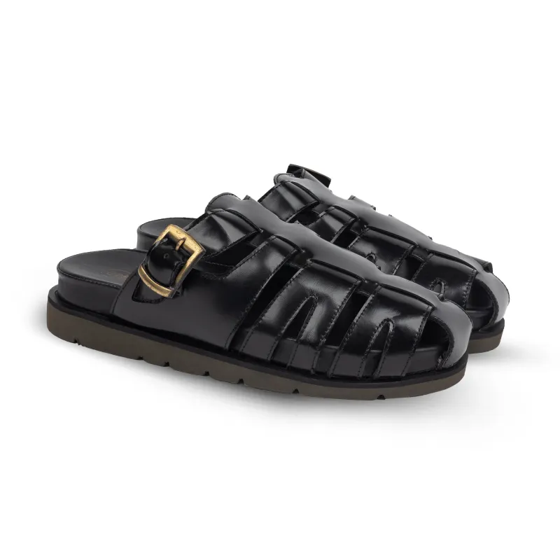 Lux Fisherman Sandal Black sold by Nappa Milano