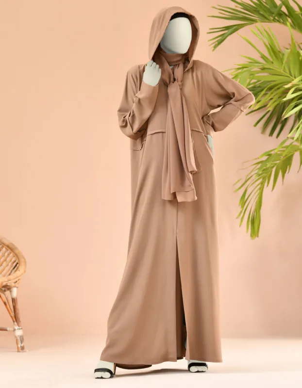 LIGHT BROWN ABAYA | JJAB-CD-22-049 FB/GEORGETTE sold by Junaid Jamshed