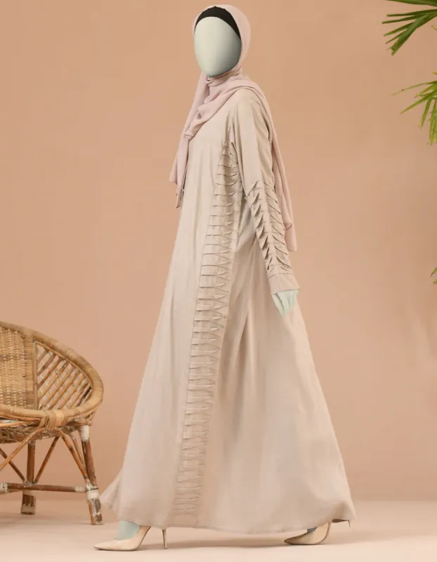 Beige Abaya | JJAB-CD-22-048 FB/Linen sold by Junaid Jamshed