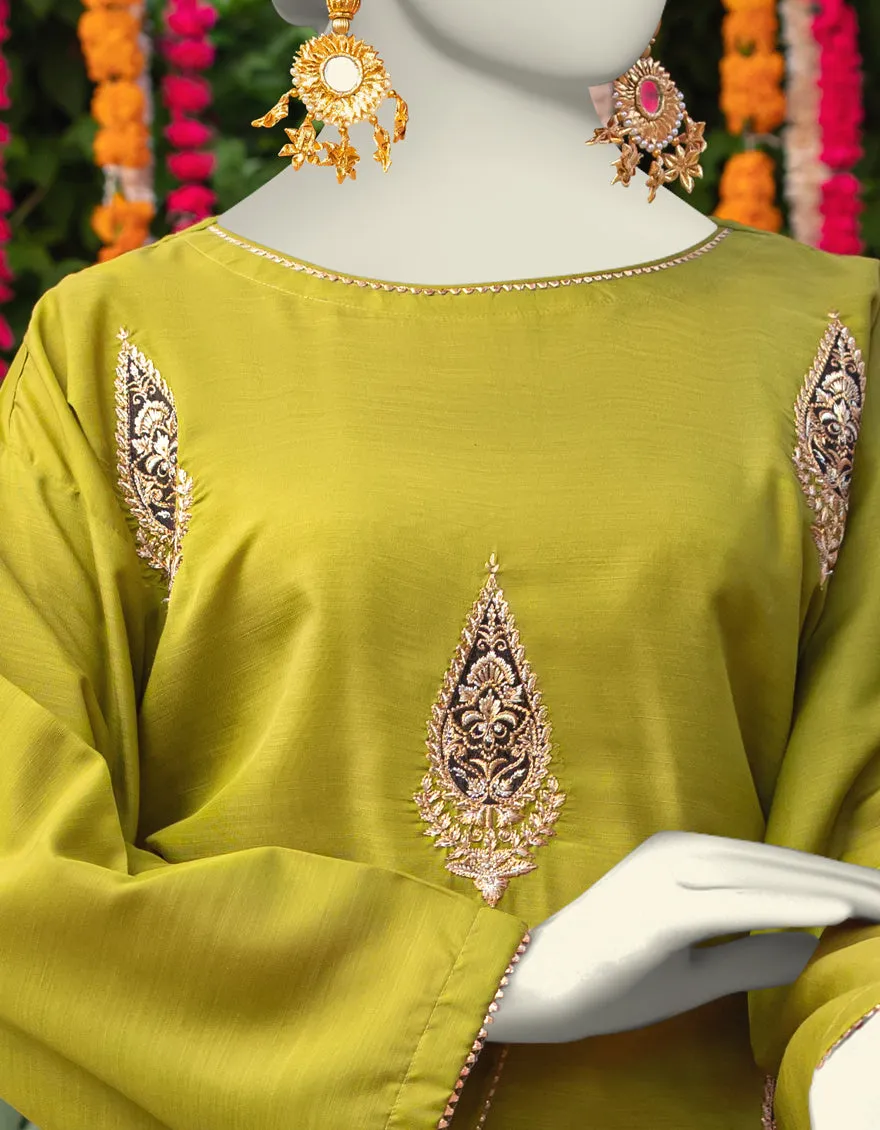 Green Raw Silk Kurti | JJLK-JWS-CD-04-3055 sold by Junaid Jamshed product image thumbnail 3