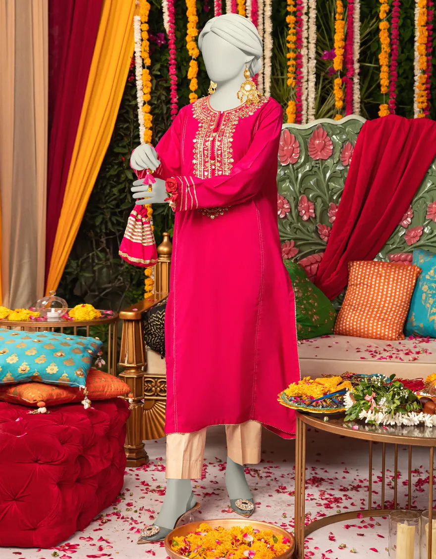 Pink Raw Silk Kurti | JJLK-JWS-CD-04-3054 sold by Junaid Jamshed