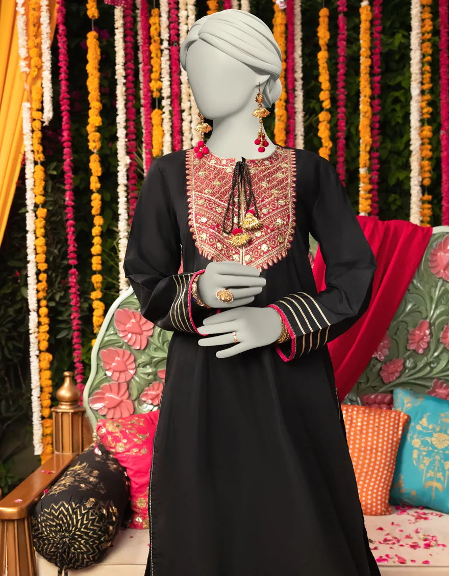 BLACK RAW SILK KURTI | JJLK-JWS-CD-04-3053 sold by Junaid Jamshed product image thumbnail 2