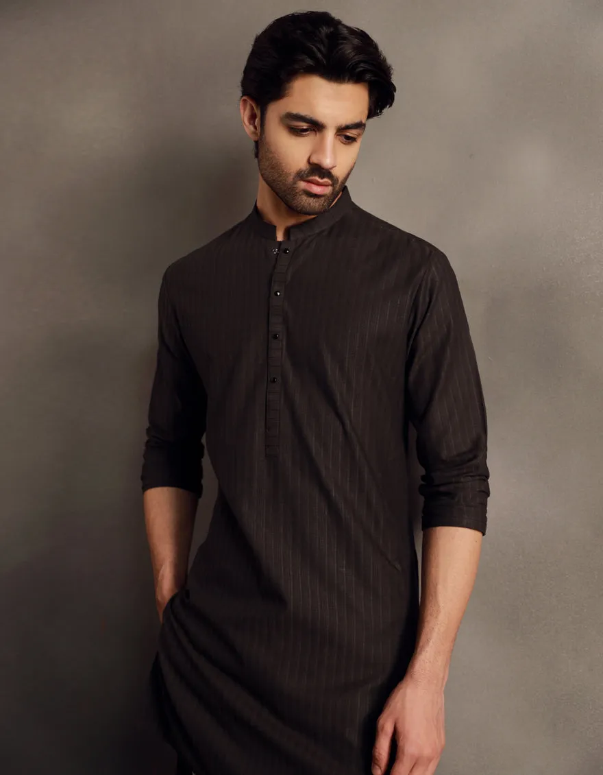 WOOD BROWN COTTON KURTA | JJK-CD-04-33015 sold by Junaid Jamshed product image thumbnail 2