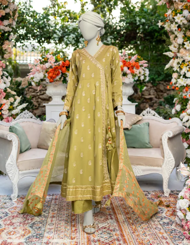 GREEN RAW SILK 3PC STITCHED | JJPW-JPS-CD-04-3953 sold by Junaid Jamshed