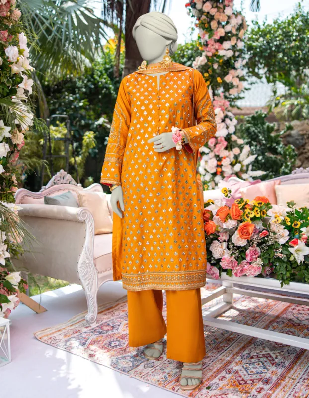 OCHRE RAW SILK 3PC STITCHED | JJPW-JPS-CD-04-3950 sold by Junaid Jamshed
