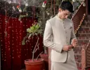 ASH WHITE BLENDED PRINCE COAT | JJPJKP-CD-04-48150 sold by Junaid Jamshed