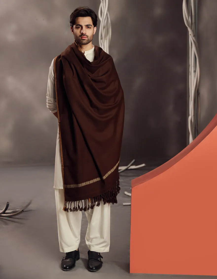 Dark Brown Acrylic Shawl | JJID-SHAWL-CD-04-9790-C sold by Junaid Jamshed product image thumbnail 4