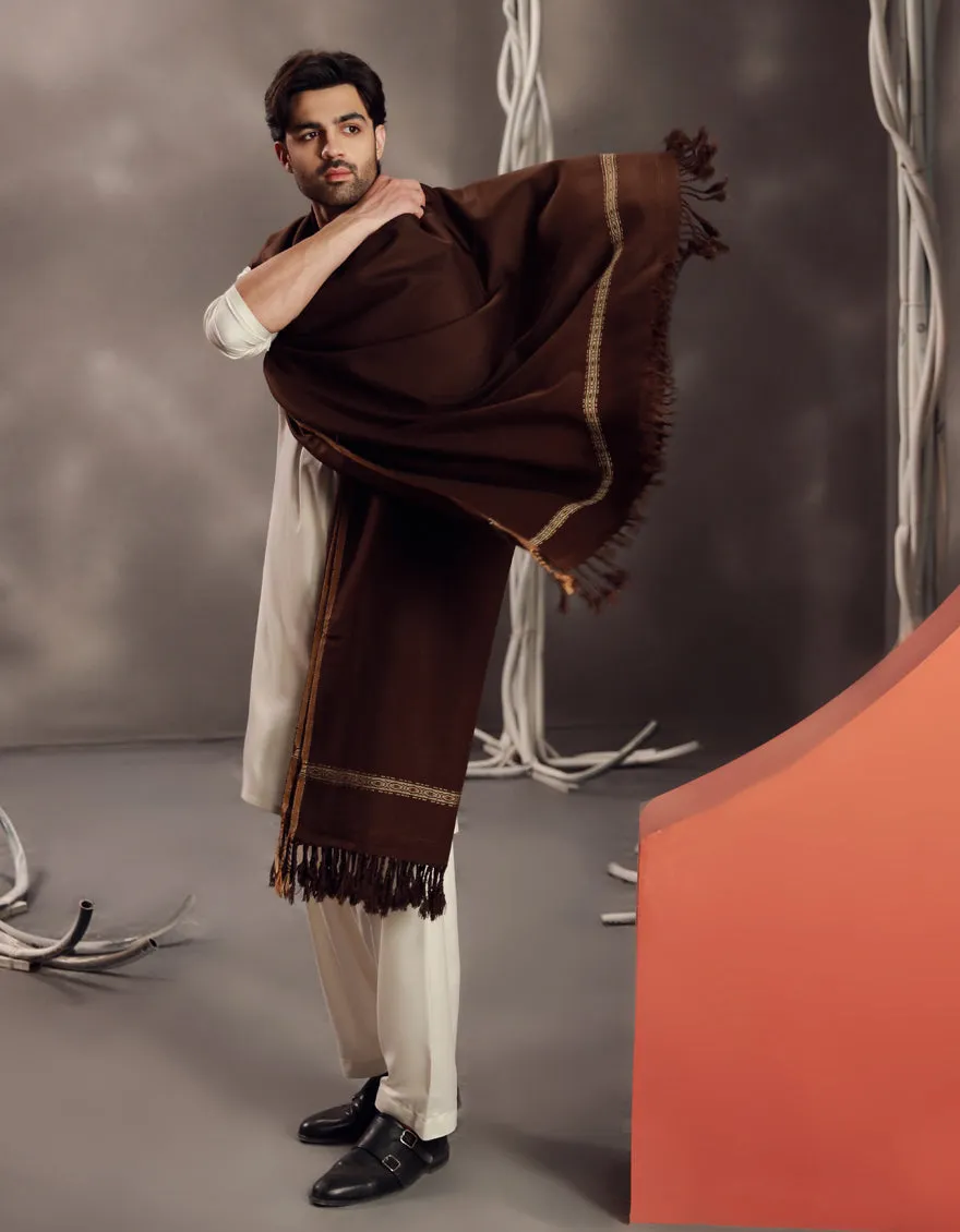 Dark Brown Acrylic Shawl | JJID-SHAWL-CD-04-9790-C sold by Junaid Jamshed product image thumbnail 3