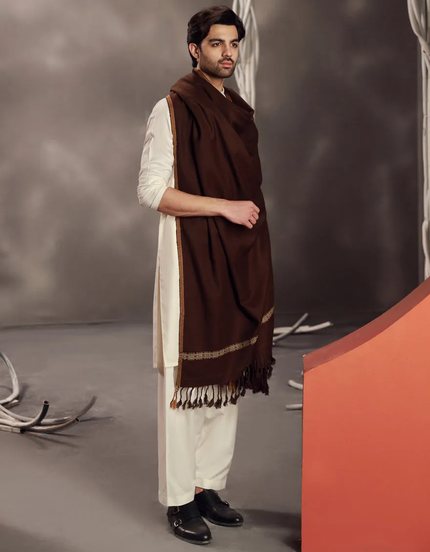 Dark Brown Acrylic Shawl | JJID-SHAWL-CD-04-9790-C sold by Junaid Jamshed product image thumbnail 2