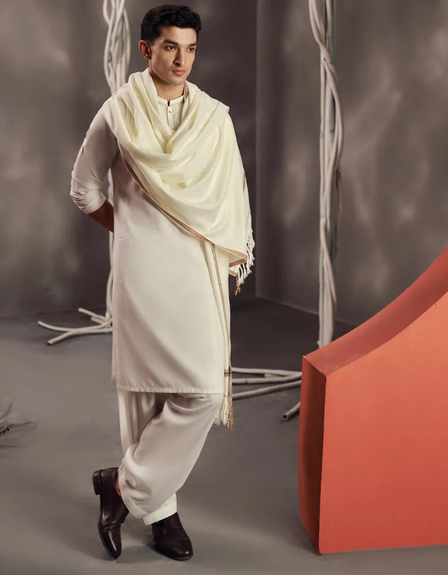 Off White Acrylic Shawl | JJID-SHAWL-CD-04-9790-I sold by Junaid Jamshed product image thumbnail 3