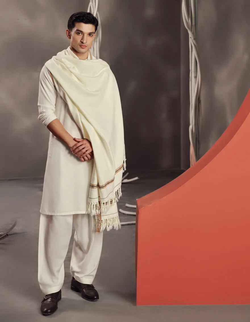 Off White Acrylic Shawl | JJID-SHAWL-CD-04-9790-I sold by Junaid Jamshed product image thumbnail 2