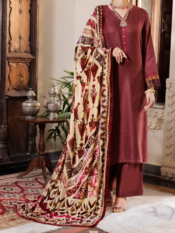 MAROON ACRYLIC 3PC UNSTITCHED | AWP-3PS-CD-04-656 sold by Junaid Jamshed