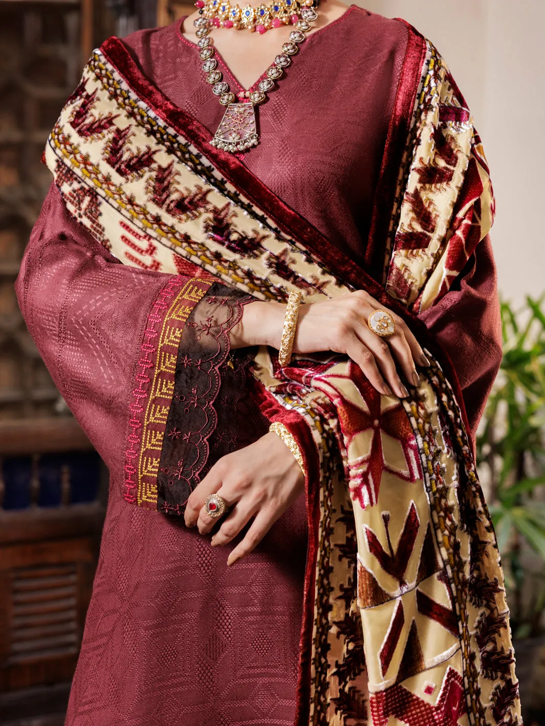 MAROON ACRYLIC 3PC UNSTITCHED | AWP-3PS-CD-04-656 sold by Junaid Jamshed product image thumbnail 3