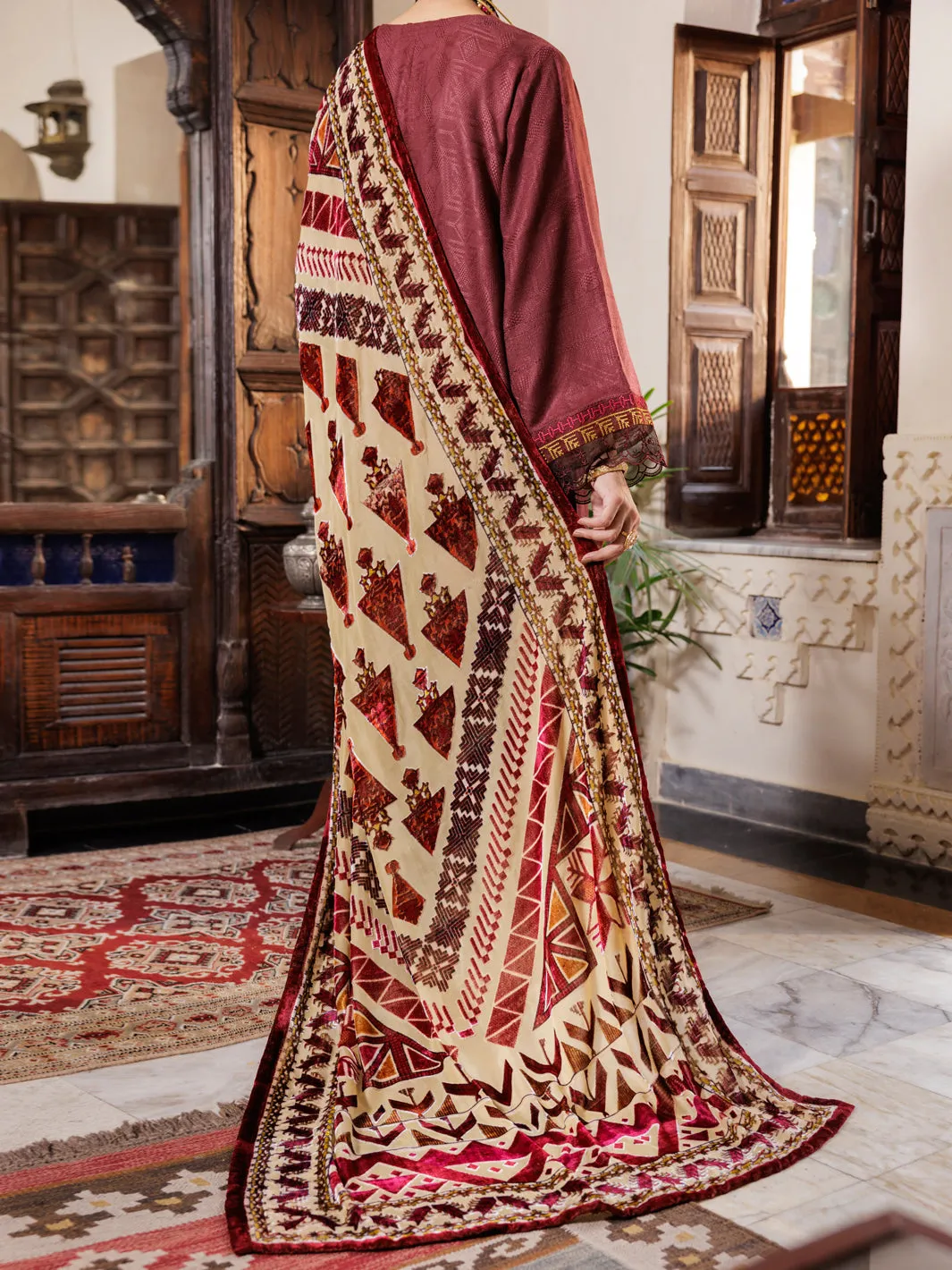 MAROON ACRYLIC 3PC UNSTITCHED | AWP-3PS-CD-04-656 sold by Junaid Jamshed product image thumbnail 2
