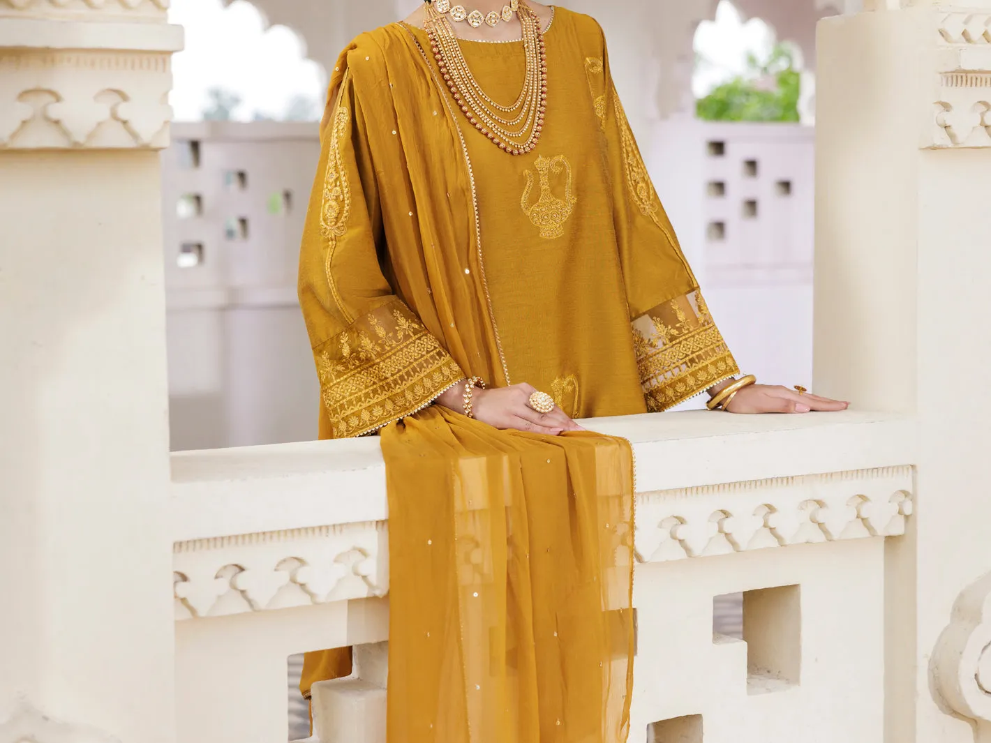 MUSTARD POLY JACQUARD 3PC STITCHED | AWP-3PS-CD-04-680/S sold by Junaid Jamshed product image thumbnail 4