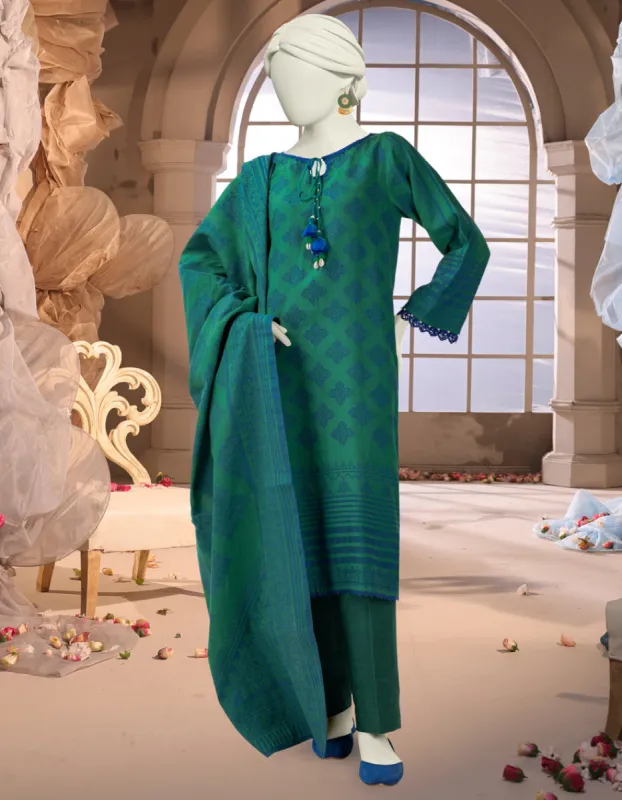 Green Jacquard 3Pc Stitched | JJPW-JW-CD-04-1701 sold by Junaid Jamshed