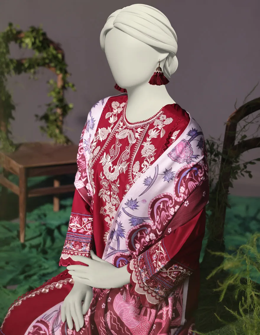 Maroon Cambric 3Pc Stitched | JJPW-JW-CD-04-1737 sold by Junaid Jamshed product image thumbnail 4