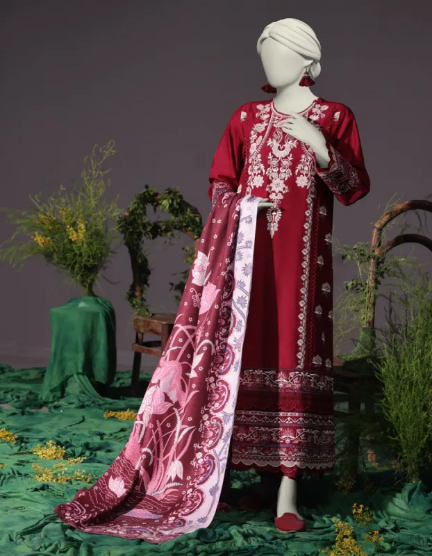 Maroon Cambric 3Pc Stitched | JJPW-JW-CD-04-1737 sold by Junaid Jamshed