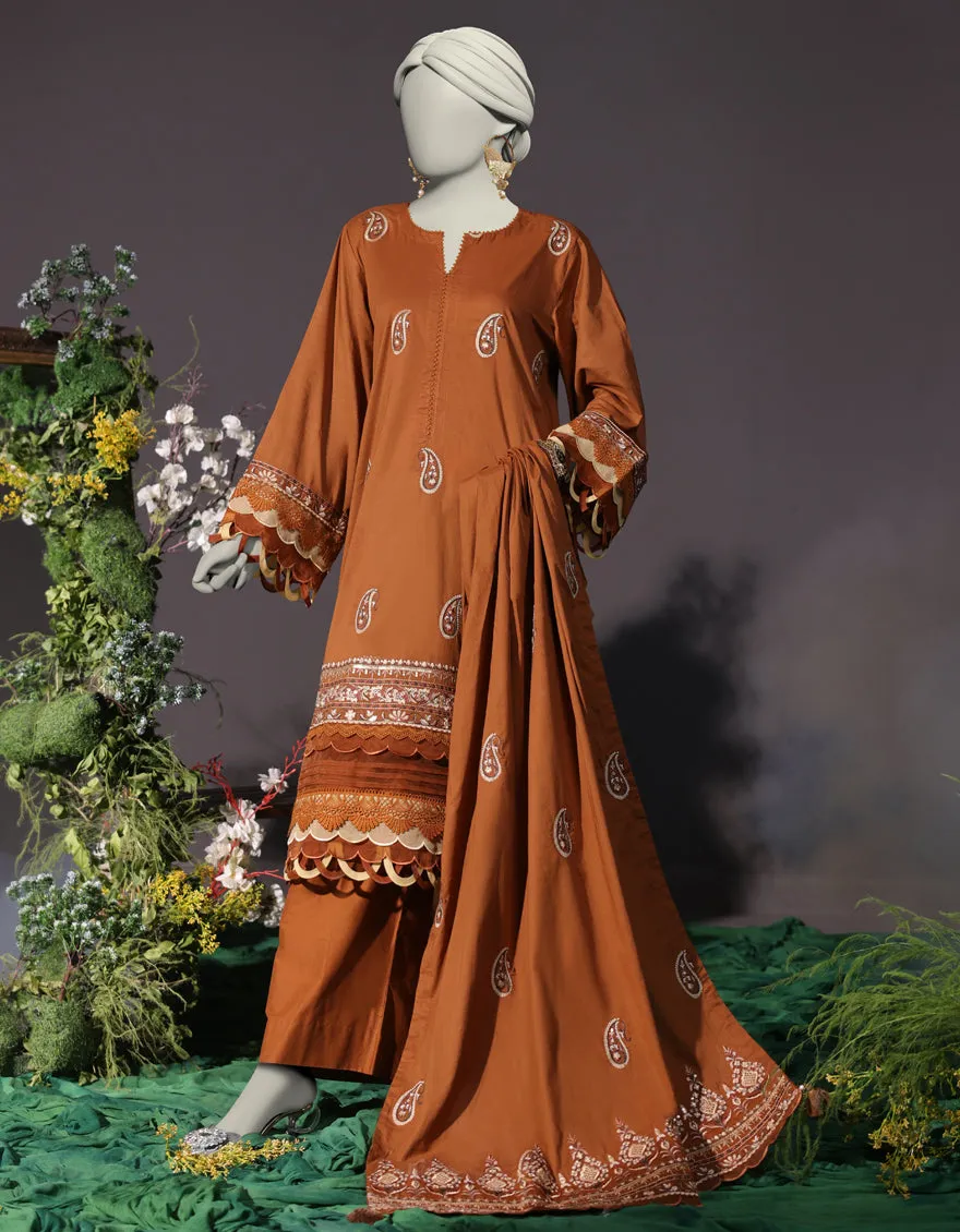 BROWN CAMBRIC 3PC STITCHED | JJPW-JW-CD-04-1746 sold by Junaid Jamshed