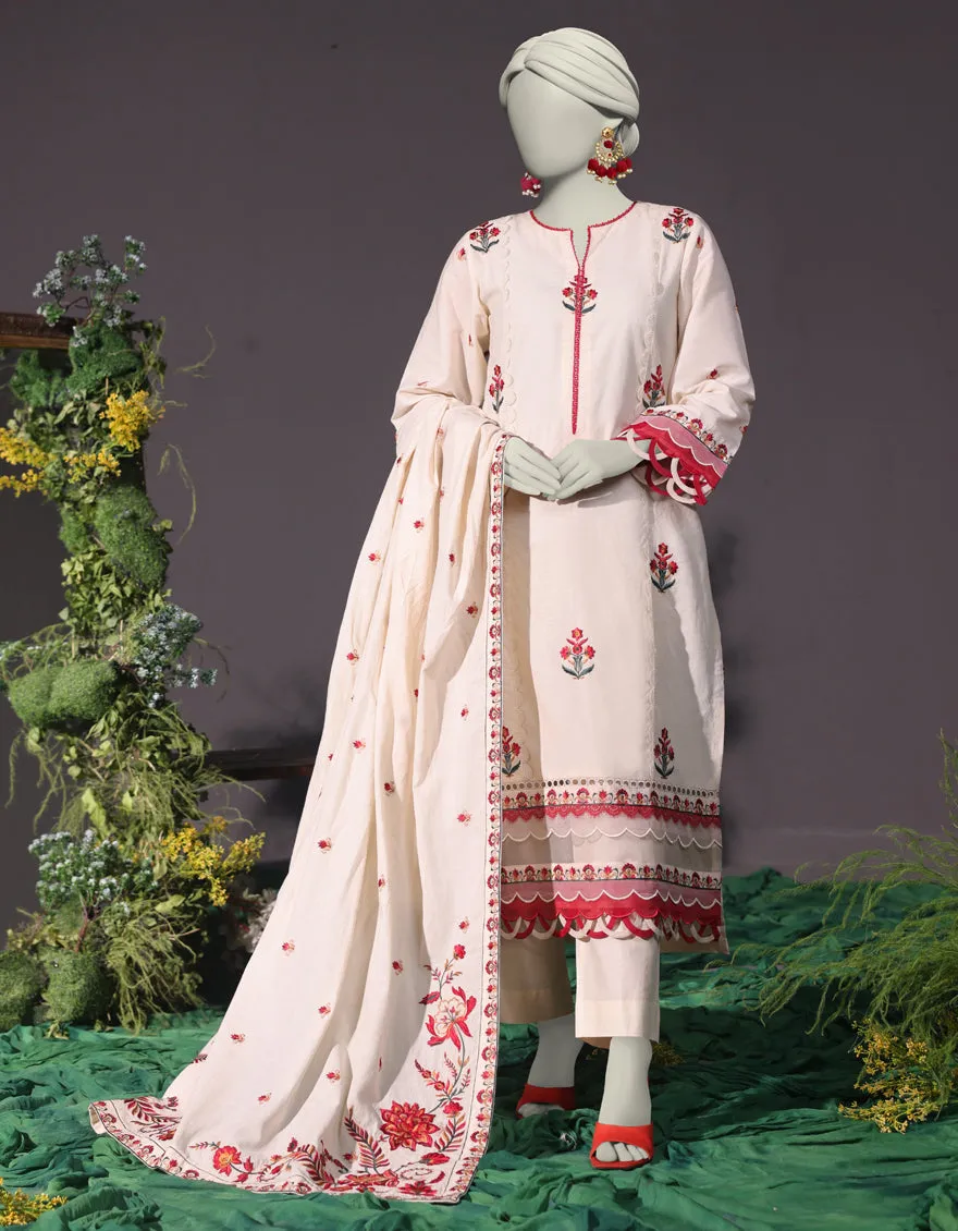 OFF WHITE CAMBRIC 3PC STITCHED | JJPW-JW-CD-04-1748 sold by Junaid Jamshed