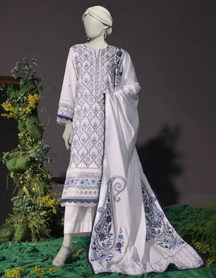 WHITE CAMBRIC 3PC STITCHED | JJPW-JW-CD-04-1750 sold by Junaid Jamshed
