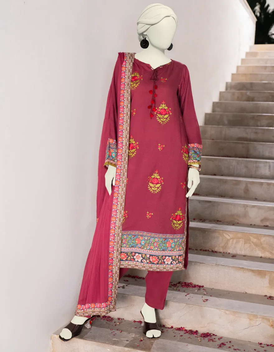 Maroon Dobby 3Pc Stitched | JJPW-JW-CD-04-1785 sold by Junaid Jamshed
