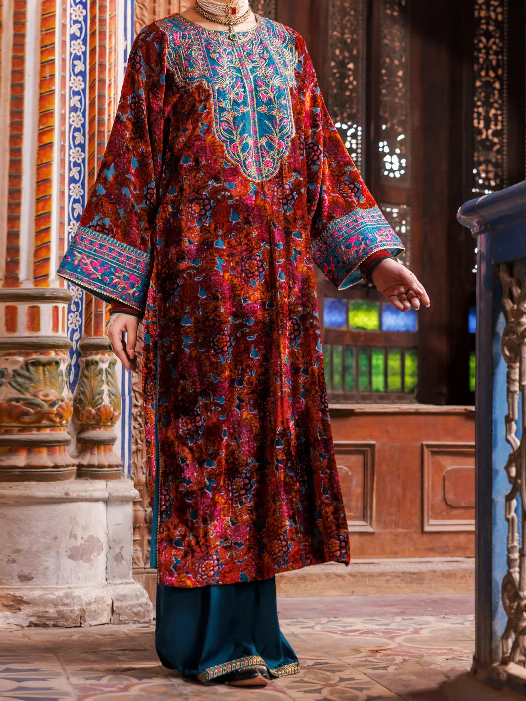 MAROON VELVIT 2PC STITCHED | AL-LS-LKS-CD-04-534 sold by Junaid Jamshed