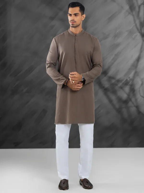 BROWN BLENDED KURTA | AL-K-CD-04-1216 sold by Junaid Jamshed