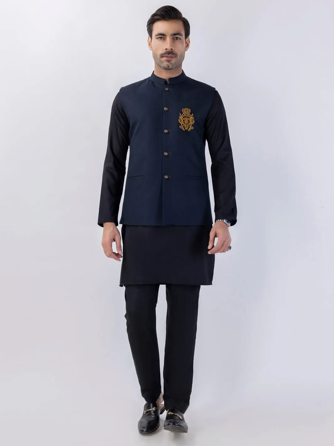 MIDNIGHT BLUE BLENDED WAISTCOAT | AL-WC-CD-04-571A sold by Junaid Jamshed product image thumbnail 2