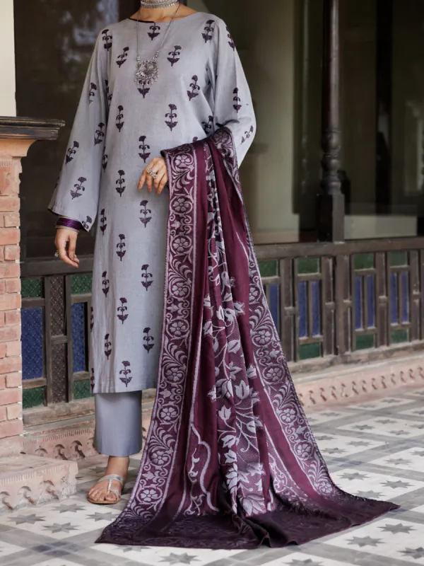 GREY YARN DYED 3PC UNSTITCHED | AWP-3PS-CD-04-650 sold by Junaid Jamshed