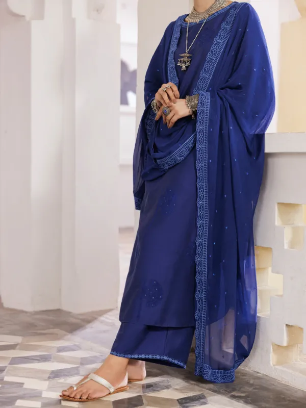 BLUE YARN DYED 3PC STITCHED | AWP-3PS-CD-04-682/S sold by Junaid Jamshed