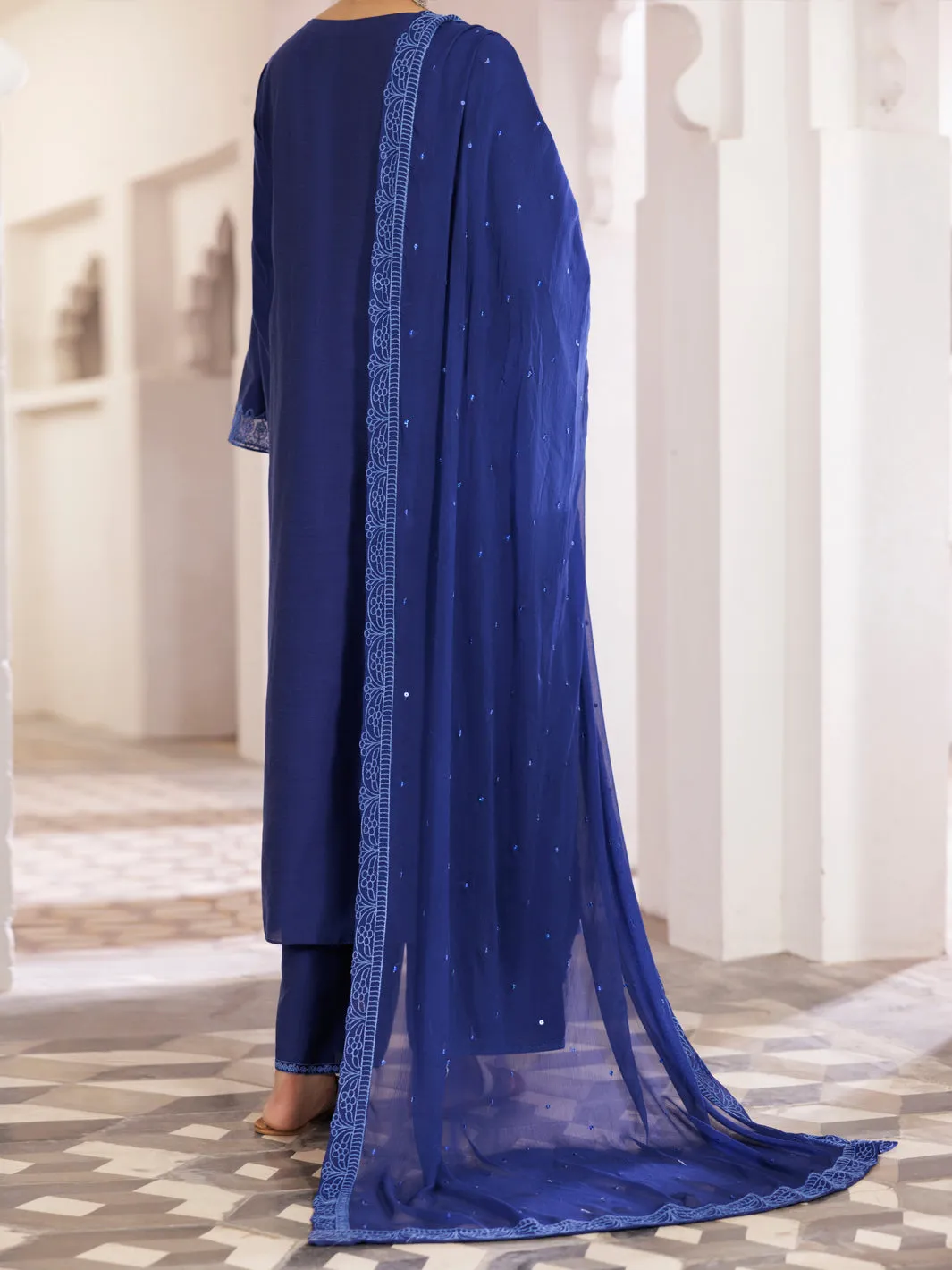 BLUE YARN DYED 3PC STITCHED | AWP-3PS-CD-04-682/S sold by Junaid Jamshed product image thumbnail 2