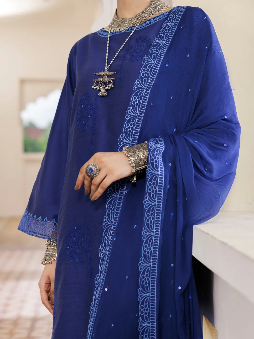BLUE YARN DYED 3PC STITCHED | AWP-3PS-CD-04-682/S sold by Junaid Jamshed product image thumbnail 4