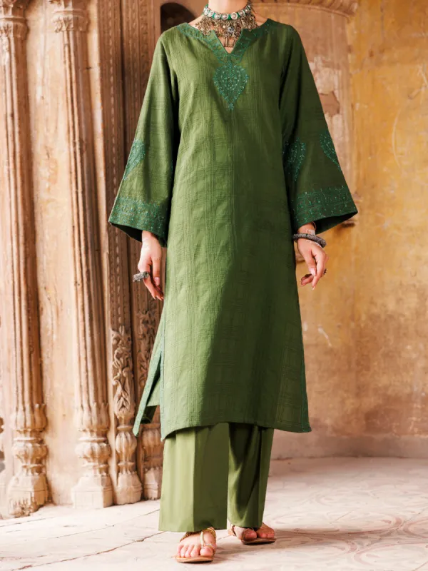 MEHNDI GREEN DOBBY KURTI | AWP-LK-CD-04-705 sold by Junaid Jamshed