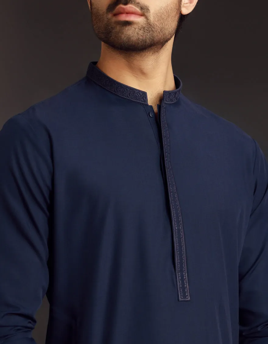 NAVY BLUE BLENDED KURTA | JJK-CD-04-33041 sold by Junaid Jamshed product image thumbnail 3